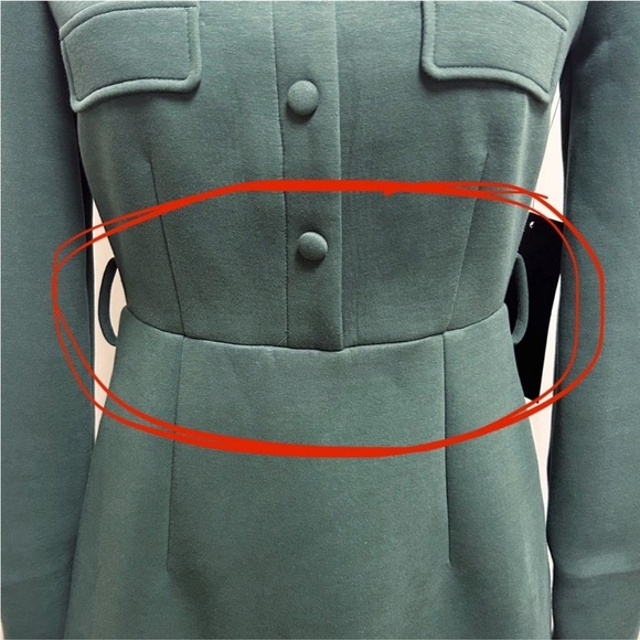 Tuckernuck Forest Green Long Sleeve Square Neck Elle Midi Dress XS *NO BELT* - Picture 3 of 6